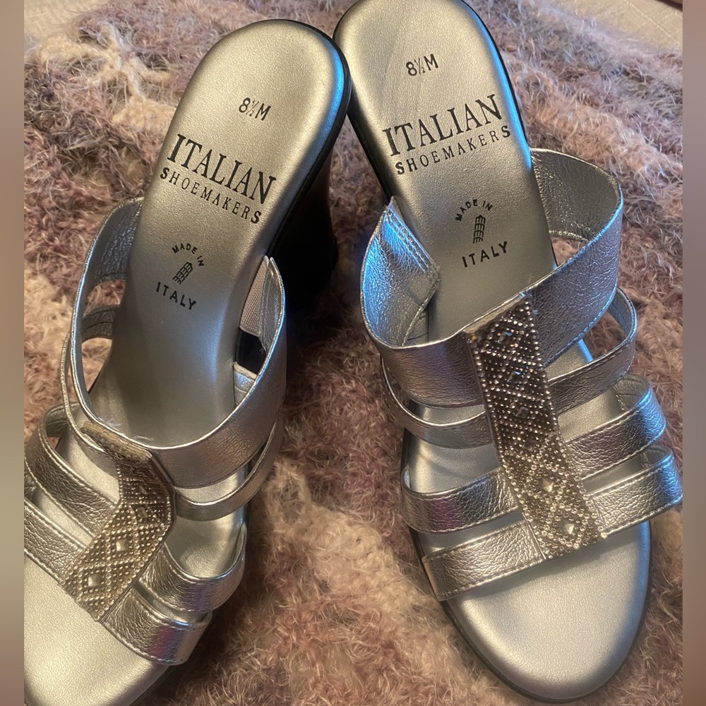 Italian Shoemakers Shimmering Silver Heels